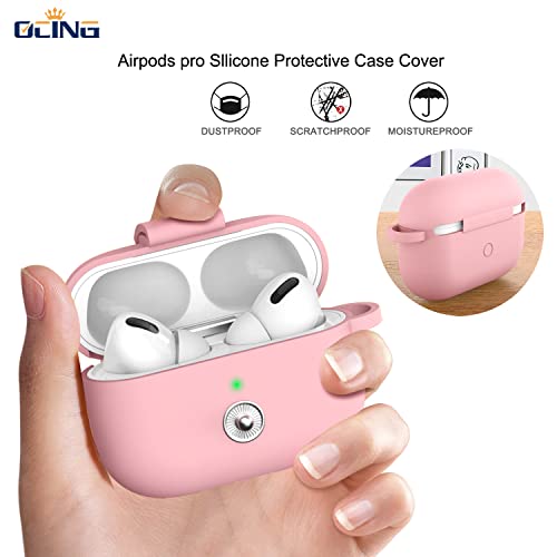 OCING 5 in One New Airpods Pro Case with Button Be Safer and Secured , Protective Case with Neck Strap and Sport Bracelet for Girl Men, Supports Wireless Charging [Front LED Visible] (Baby Pink)