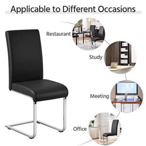 Yaheetech Dining Chairs Modern Leather High Back Dining Room Chairs with Metal Legs Home Kitchen Furniture Black, 2PCS