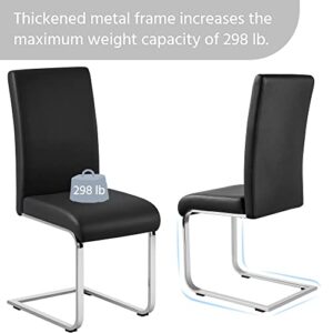 Yaheetech Dining Chairs Modern Leather High Back Dining Room Chairs with Metal Legs Home Kitchen Furniture Black, 2PCS