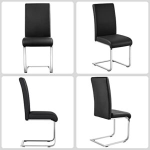 Yaheetech Dining Chairs Modern Leather High Back Dining Room Chairs with Metal Legs Home Kitchen Furniture Black, 2PCS