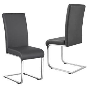 yaheetech dining chairs leather upholstered dining side chairs high back dining room chairs metal home kitchen furniture modern 2pcs, gray