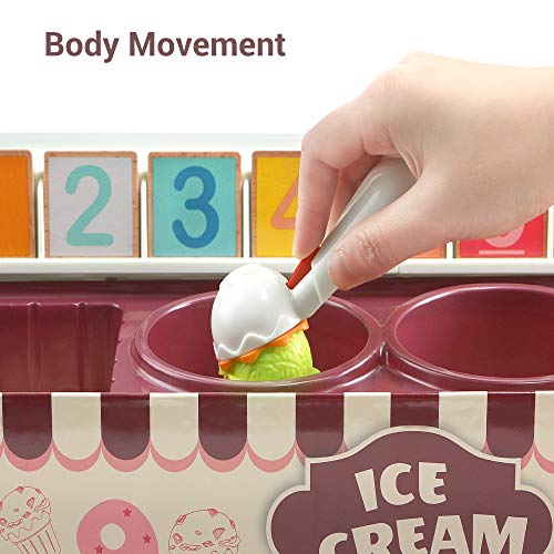 TOP BRIGHT Ice Cream Toy for Kids - Pretend Play Set Food Toy for Toddler, Math Game, Ice Cream Cone Playset Shop Toys for Age 3 4 5 Years Old Girls and Boys Birthday Gifts