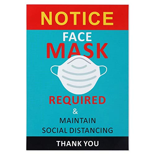 10 Pcs Pack Face Mask Required Sign Wear Mask Sign Please Wear Mask Sign Apply to Business Class Room Office and Public Safety. 10 Inch7 Inch Stickers Easy to Install and Works On Window Door.