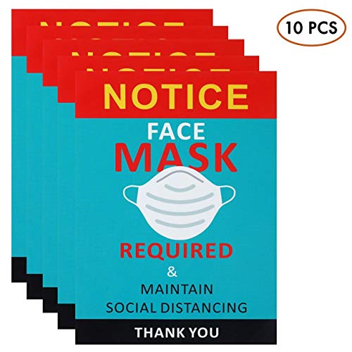 10 Pcs Pack Face Mask Required Sign Wear Mask Sign Please Wear Mask Sign Apply to Business Class Room Office and Public Safety. 10 Inch7 Inch Stickers Easy to Install and Works On Window Door.