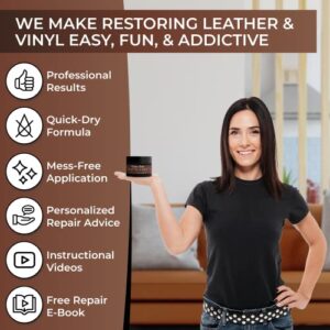 COCONIX Leather Recoloring Balm Medium Brown - Recolor, Renew, Repair & Restore Aged, Faded, Cracked, Peeling and Scuffed Leather & Vinyl Couches, Boat or Car Seats, Furniture