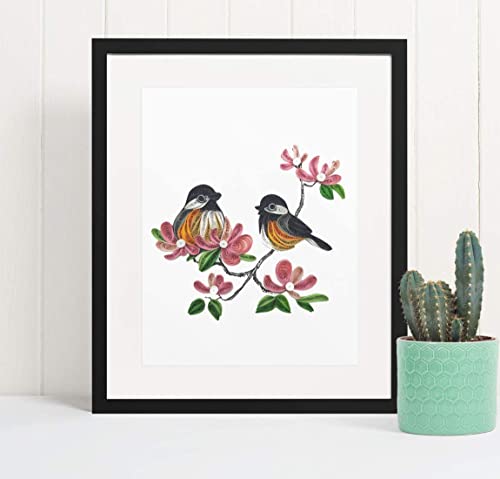 TUMYee Spring Birds and Flower, Quilling Card 3D Colorful Cute Holiday Card, Greeting Card Card for Valentine, Sympathy, Thinking Of You, Quilled Card for Christmas,Birthday,Anniversary, Friend Mom with Envelop(Blossoms and Birds)