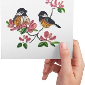 TUMYee Spring Birds and Flower, Quilling Card 3D Colorful Cute Holiday Card, Greeting Card Card for Valentine, Sympathy, Thinking Of You, Quilled Card for Christmas,Birthday,Anniversary, Friend Mom with Envelop(Blossoms and Birds)