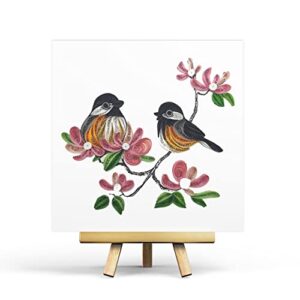 TUMYee Spring Birds and Flower, Quilling Card 3D Colorful Cute Holiday Card, Greeting Card Card for Valentine, Sympathy, Thinking Of You, Quilled Card for Christmas,Birthday,Anniversary, Friend Mom with Envelop(Blossoms and Birds)