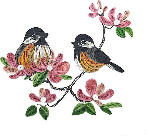 TUMYee Spring Birds and Flower, Quilling Card 3D Colorful Cute Holiday Card, Greeting Card Card for Valentine, Sympathy, Thinking Of You, Quilled Card for Christmas,Birthday,Anniversary, Friend Mom with Envelop(Blossoms and Birds)