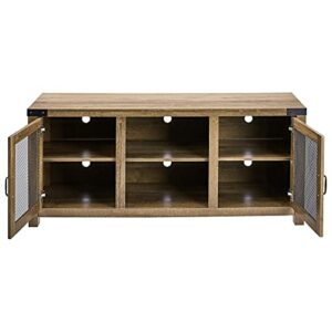 ROCKPOINT 58inch TV Stand Entertaiment Media Console Center Industrial Style Door, Dark Oak