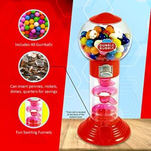 Playo 10.5" Gumball Machine for Kids, Spiral Style Candy Dispenser for Gifts, Parties or Events - Bubblegum Machine w/Gumb Balls Included (Red)