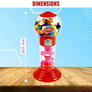 Playo 10.5" Gumball Machine for Kids, Spiral Style Candy Dispenser for Gifts, Parties or Events - Bubblegum Machine w/Gumb Balls Included (Red)