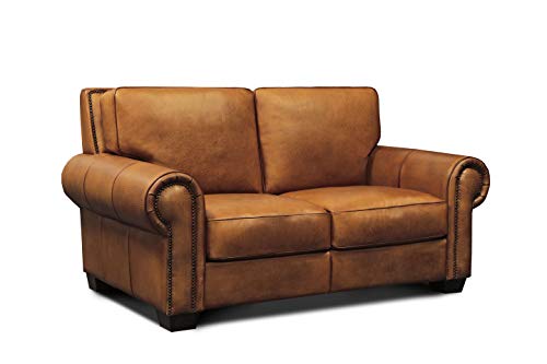 Valencia 100% Top Grain Hand Antiqued Leather Traditional Loveseat