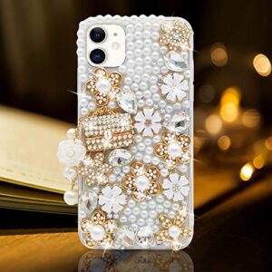 guppy for iphone 11 case women luxury 3d bling shiny rhinestone diamond crystal pearl handmade pendant iron tower pumpkin car flowers soft protective anti-fall case for iphone 11