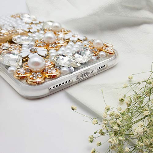 Guppy for iPhone 11 Case Women Luxury 3D Bling Shiny Rhinestone Diamond Crystal Pearl Handmade Pendant Iron Tower Pumpkin Car Flowers Soft Protective Anti-Fall Case for iPhone 11