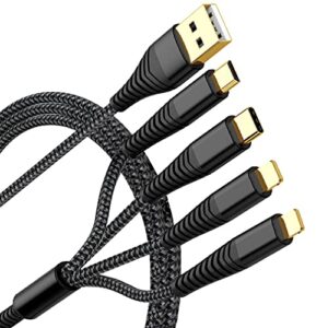 2pack 6ft multi charging cable 3a, multi charger cable nylon braided universal 4 in 1 multi usb cable multiple devices charger cord with type c/micro usb connectors for cell phones and more