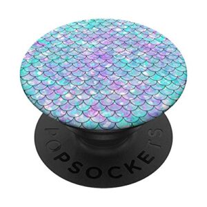 mermaid colorful tail fish scale aqua ocean lovers gift popsockets popgrip: swappable grip for phones & tablets