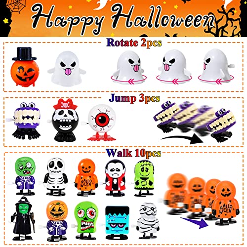 Dokeawo Halloween Wind Up Toys, 15 Pcs Halloween Toys Halloween Goody Bag Filler Novelty Jumping and Walking Toys Trick or Treat Bags Supply for Child Kids Party Favors