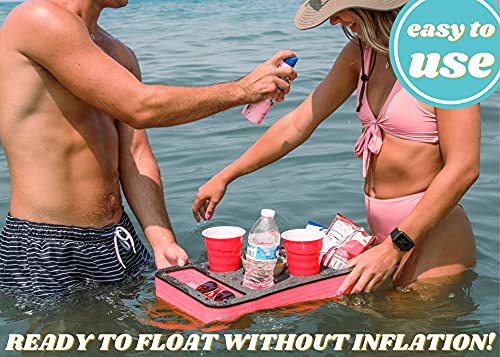 Polar Whale Floating Spa Hot Tub Bar Drink and Food Table Red and Black Refreshment Tray for Pool or Beach Party Float Lounge Durable Foam 7 Compartment UV Resistant