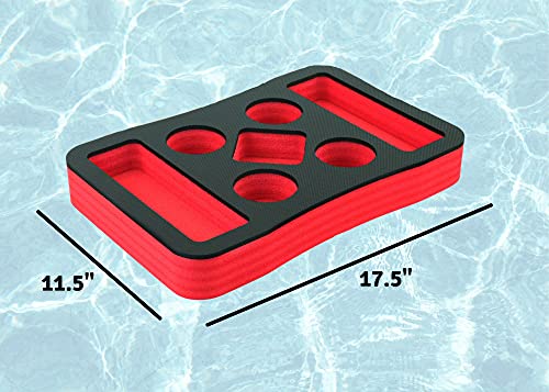 Polar Whale Floating Spa Hot Tub Bar Drink and Food Table Red and Black Refreshment Tray for Pool or Beach Party Float Lounge Durable Foam 7 Compartment UV Resistant