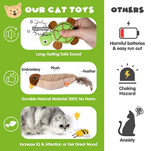 Catnip Toys for Indoor Cats, 12 Pack Crinkle Interactive Cat Toy, Cat Chew Toy for Aggressive Chewers Bite Resistant, Squeaky Catnip Cat Toys Rattle Plush Stuffed Pet Toys, Relieve Stress Kitten Toys