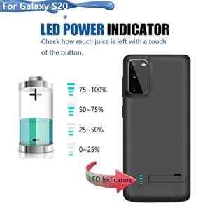 RUNSY Battery Case for Samsung Galaxy S20 5G, 5000mAh Rechargeable Extended Battery Charging Charger Case, Add 105% Extra Juice, NOT Compatible with Galaxy S20 FE (6.2 inch)