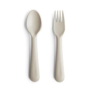 mushie flatware fork and spoon set for kids | made in denmark (ivory)