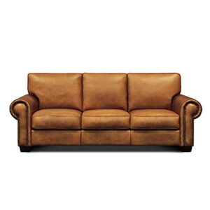 Valencia 100% Top Grain Hand Antiqued Leather Traditional Sofa