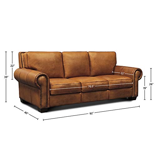 Valencia 100% Top Grain Hand Antiqued Leather Traditional Sofa