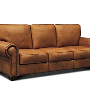 Valencia 100% Top Grain Hand Antiqued Leather Traditional Sofa