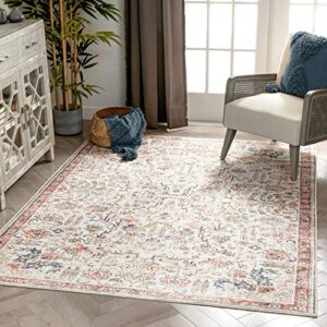 well woven pomona ivory machine washable vintage style updated classic distsressed persian area rug (5'3" x 7'3")