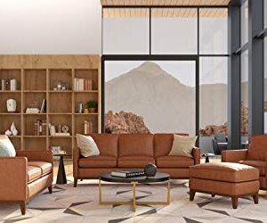 Metropole 100% Top Grain Pull Up Leather Mid-Century Sofa