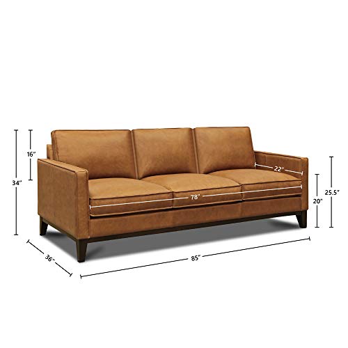 Metropole 100% Top Grain Pull Up Leather Mid-Century Sofa