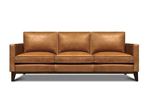 Metropole 100% Top Grain Pull Up Leather Mid-Century Sofa