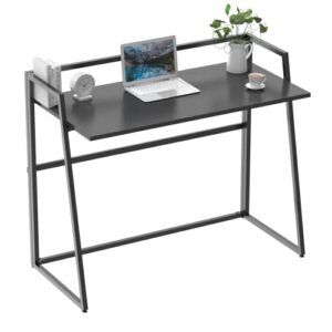 designa folding desk, small desks for small spaces, 41 inch small fold desk for student portable folding desk, folding office desk with protective railing
