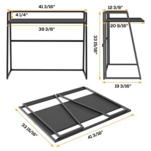 DESIGNA Folding Desk, Small Desks for Small Spaces, 41 inch Small Fold Desk for Student Portable Folding Desk, Folding Office Desk with Protective Railing