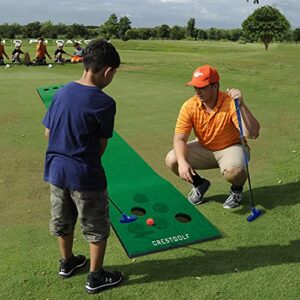 Golf Pong Mat Game Set Green Mat,Golf Putting Mat with 2 Putters, 6 Golf Balls,12 Golf Hole Covers for Indoor&Outdoor Short Game Office Party Backyard Use