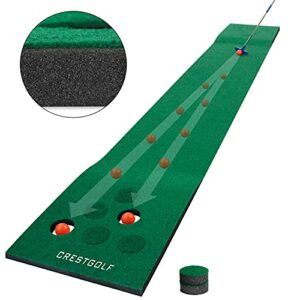 Golf Pong Mat Game Set Green Mat,Golf Putting Mat with 2 Putters, 6 Golf Balls,12 Golf Hole Covers for Indoor&Outdoor Short Game Office Party Backyard Use