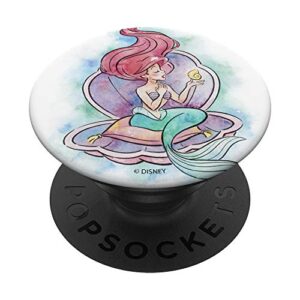 disney the little mermaid ariel watercolor shell popsockets grip and stand for phones and tablets