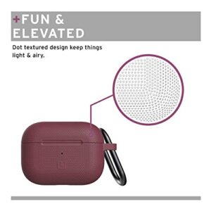 [U] by UAG Compatibile with AirPod Pro Case Soft Smooth Silicone Stylish Dot Pattern Protective Cover with Carabiner Keychain, Aubergine