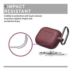 [U] by UAG Compatibile with AirPod Pro Case Soft Smooth Silicone Stylish Dot Pattern Protective Cover with Carabiner Keychain, Aubergine