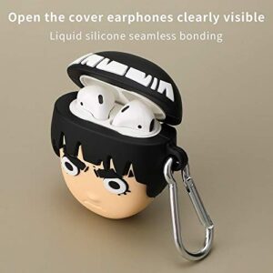 Compatible with Airpods 1/2 Case Silicone, Cute Cartoon 3D Cool Air pods Design Cover, Funny Cases for Kids Girls Teens Boys Character Skin Keychain Airpod (Rock Lee)