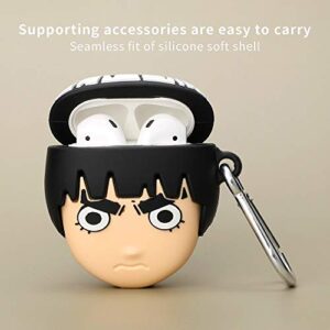 Compatible with Airpods 1/2 Case Silicone, Cute Cartoon 3D Cool Air pods Design Cover, Funny Cases for Kids Girls Teens Boys Character Skin Keychain Airpod (Rock Lee)