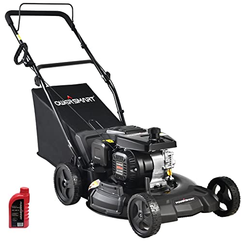 PowerSmart Gas Powered Push Lawn Mower, 21-Inch 209cc 3-in-1 Walk-Behind Lawn Mowers with Bagger, Black