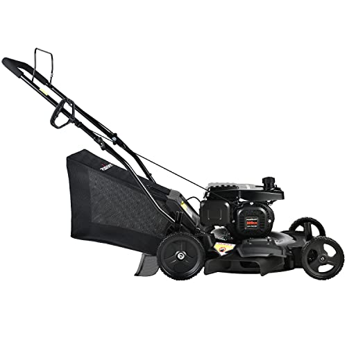 PowerSmart Gas Powered Push Lawn Mower, 21-Inch 209cc 3-in-1 Walk-Behind Lawn Mowers with Bagger, Black