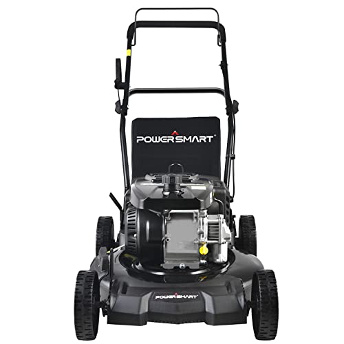 PowerSmart Gas Powered Push Lawn Mower, 21-Inch 209cc 3-in-1 Walk-Behind Lawn Mowers with Bagger, Black