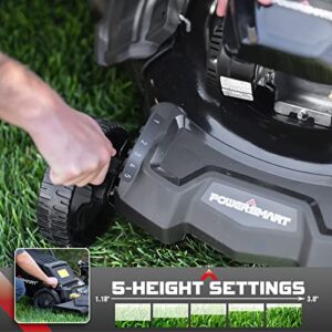 PowerSmart Gas Powered Push Lawn Mower, 21-Inch 209cc 3-in-1 Walk-Behind Lawn Mowers with Bagger, Black