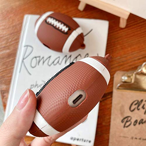Compatible with Airpods 1/2 Case Silicone, Cute Cartoon 3D Cool Air pods Design Cover, Funny Cases for Kids Girls Teens Boys Character Skin Keychain Airpod (Football)