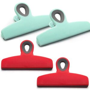 chip bag clips for food, 4 large heavy duty bag chips set for kitchen storage, 5.3 inches wide