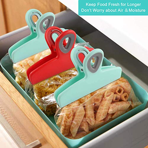 Chip Bag Clips for Food, 4 Large Heavy Duty Bag Chips Set for Kitchen Storage, 5.3 Inches Wide